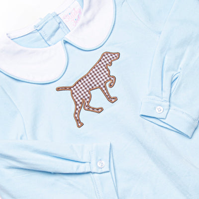 Pointer Pup Applique Bubble, Light Blue