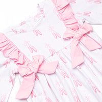 Satin Slippers Side Tie Bubble, Pink