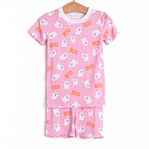Happy Haunts Bamboo Pajama Short Set, Pink