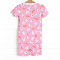 Happy Haunts Bamboo Pajama Short Set, Pink