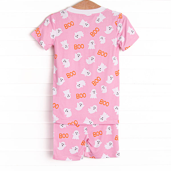 Happy Haunts Bamboo Pajama Short Set, Pink