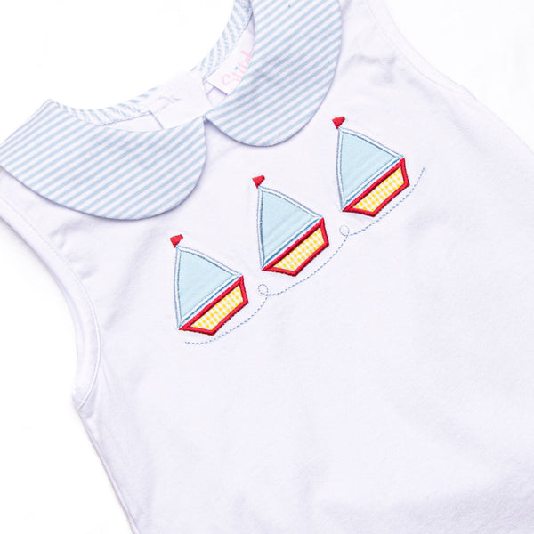 Sail's Up Applique Ruffle Short Set, Blue