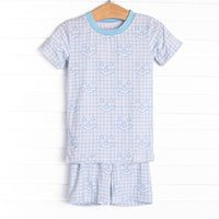 Cozy Carving Bamboo Pajama Short Set, Blue