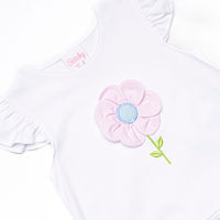 Fresh Air Flowers Applique Flutter Sleeve Short Set, Pink