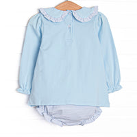 Gorgeous Bow Applique Diaper Set, Blue
