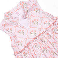 Rosebud Ribbons Tiered Dress, Pink