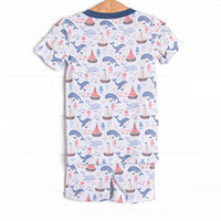 Seafarer Sails Bamboo Pajama Short Set, Blue