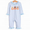 Halloween Hounds Applique Ruffle Romper, Blue