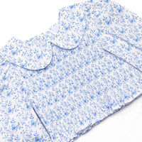 Bleu: Louisa Smocked Long Sleeve Skirt Set, Blue Floral