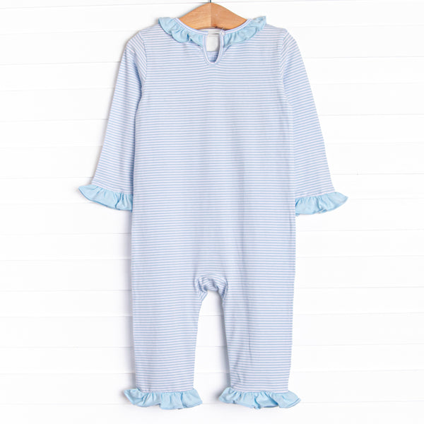 Halloween Hounds Applique Ruffle Romper, Blue