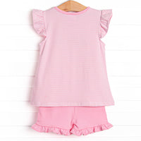Wild Ones Applique Ruffle Short Set, Pink