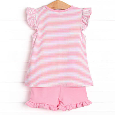 Wild Ones Applique Ruffle Short Set, Pink