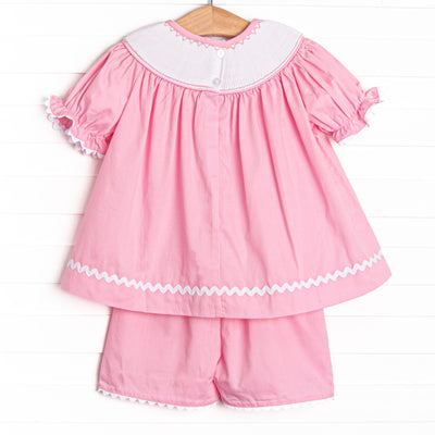 Sunday Stroll Smocked Short Set, Pink