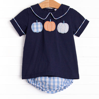 Hello Fall Applique Diaper Set, Navy