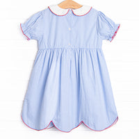 An Apple a Day Applique Dress, Blue Gingham