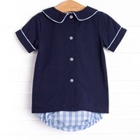 Hello Fall Applique Diaper Set, Navy