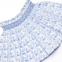 Bleu: Louisa Smocked Long Sleeve Skirt Set, Blue Floral