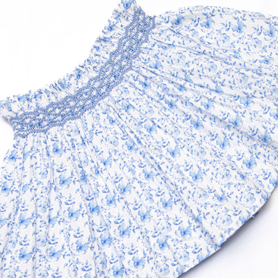 Bleu: Louisa Smocked Long Sleeve Skirt Set, Blue Floral