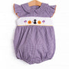 Trick or Treat Tabby Smocked Bubble, Purple