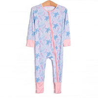Sea Turtle Season Bamboo Zippy Pajama, Pink and Blue