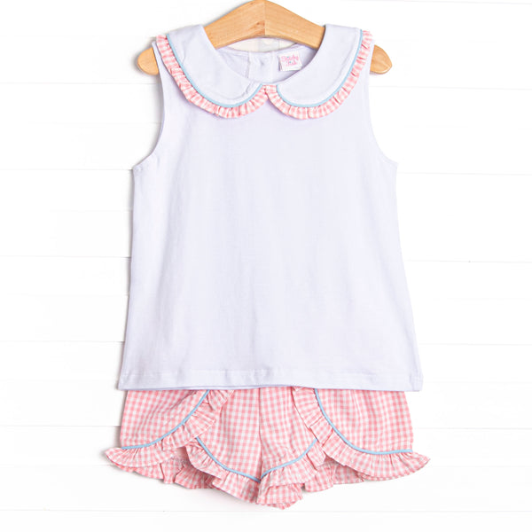 Summer Sakura Ruffle Short Set, Pink
