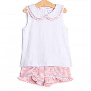 Summer Sakura Ruffle Short Set, Pink