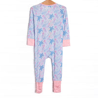 Sea Turtle Season Bamboo Zippy Pajama, Pink and Blue