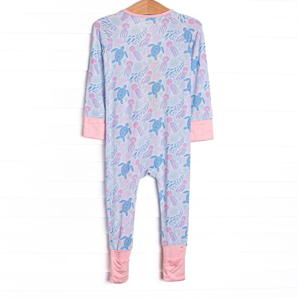 Sea Turtle Season Bamboo Zippy Pajama, Pink and Blue