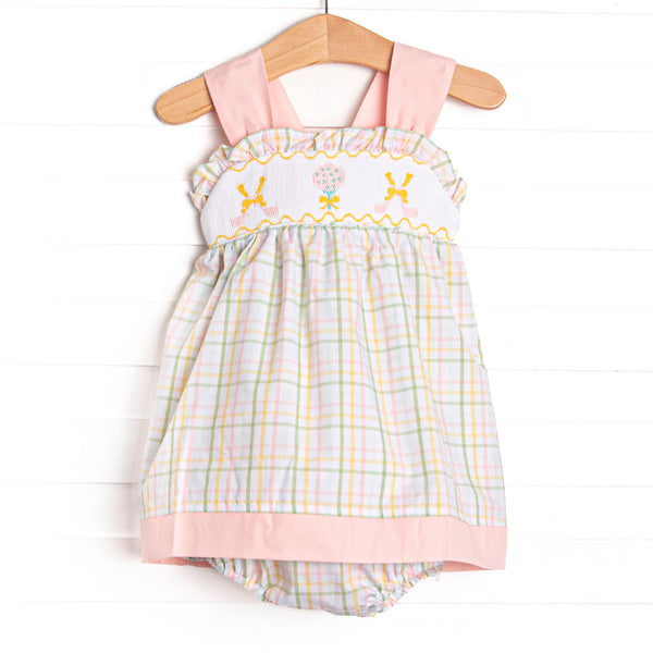 Golfing in Gingham Smocked Bubble, Pink