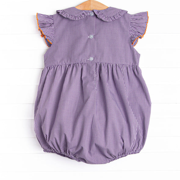 Trick or Treat Tabby Smocked Bubble, Purple