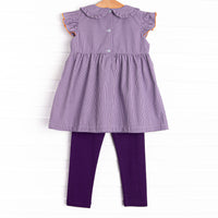 Trick or Treat Tabby Smocked Legging Set, Purple