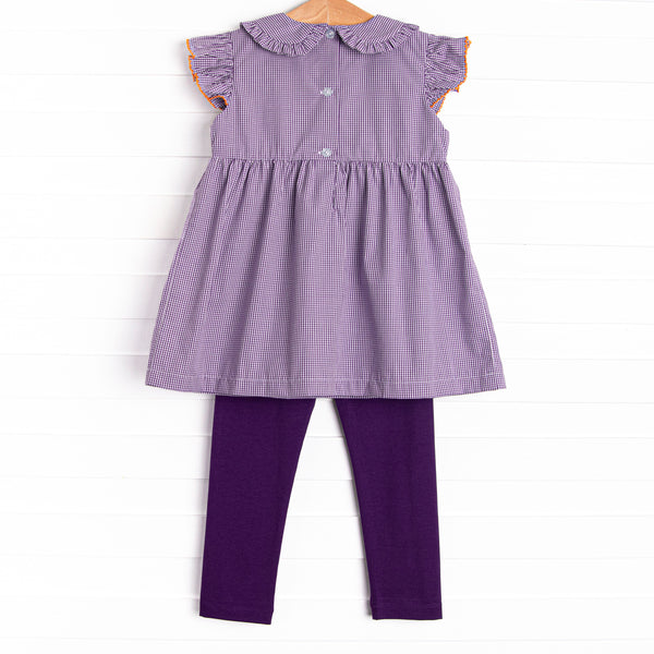 Trick or Treat Tabby Smocked Legging Set, Purple