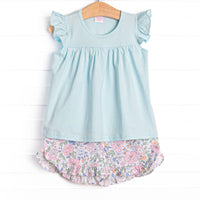 Millie Magnolia Ruffle Short Set, Blue