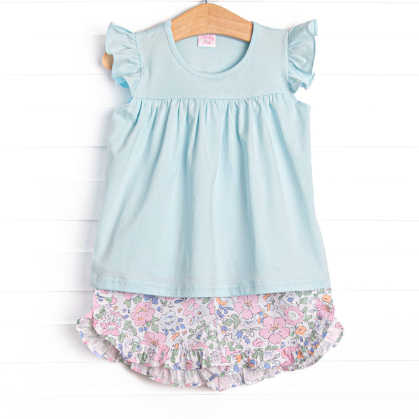 Millie Magnolia Ruffle Short Set, Blue