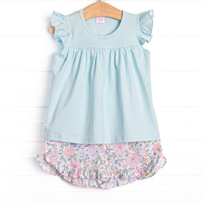 Millie Magnolia Ruffle Short Set, Blue