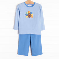 Shake Your Tail Feathers Applique Pant Set, Blue