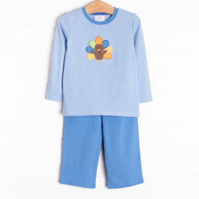 Shake Your Tail Feathers Applique Pant Set, Blue
