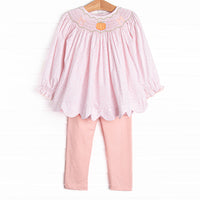 Primrose Pumpkins Smocked Legging Set, Pink