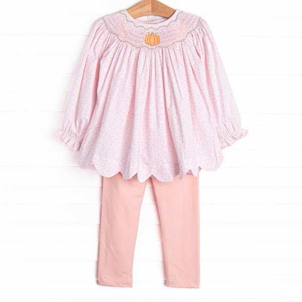 Primrose Pumpkins Smocked Legging Set, Pink
