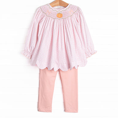 Primrose Pumpkins Smocked Legging Set, Pink