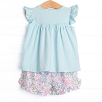 Millie Magnolia Ruffle Short Set, Blue