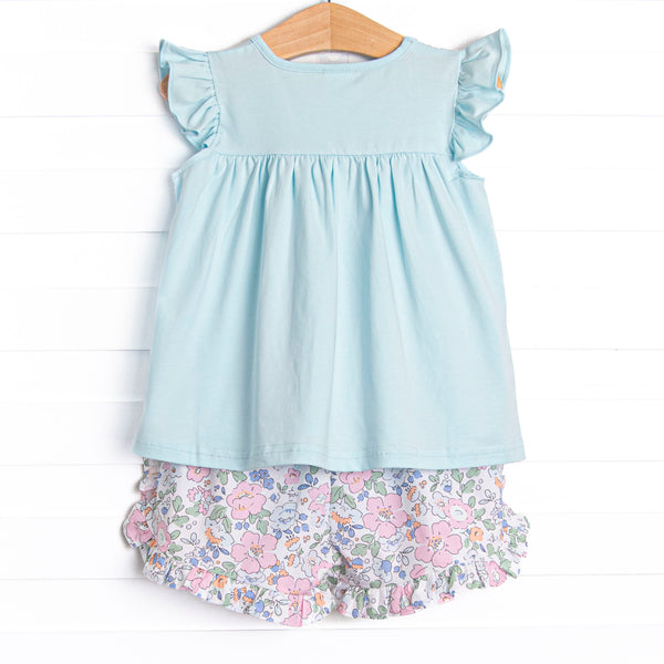 Millie Magnolia Ruffle Short Set, Blue
