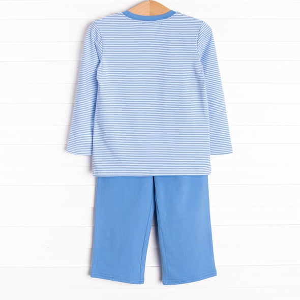 Shake Your Tail Feathers Applique Pant Set, Blue