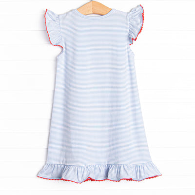 Easy As 1, 2, 3 Applique Dress, Blue Stripe