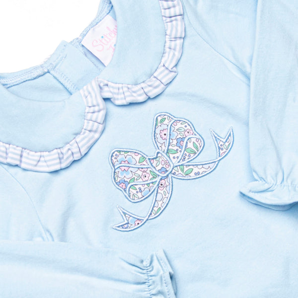 Gorgeous Bow Applique Diaper Set, Blue