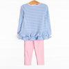 Shake Your Tail Feathers Applique Legging Set, Blue