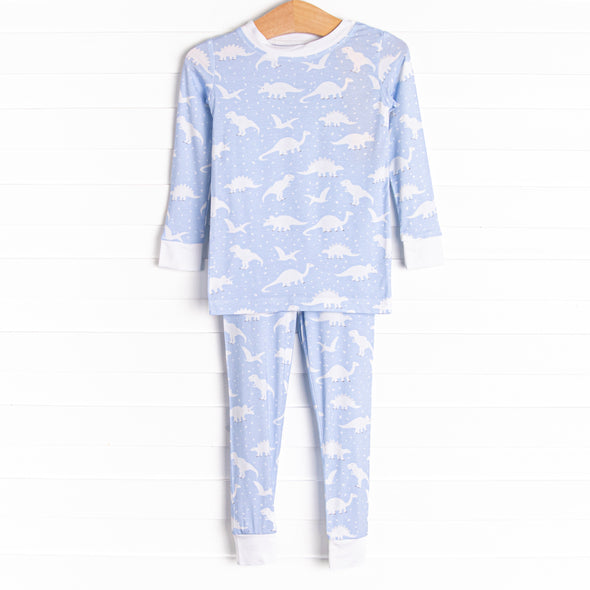 Sleepy Saurus Bamboo Pajama Set, Blue
