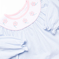 Pink Petals Applique Dress, Blue