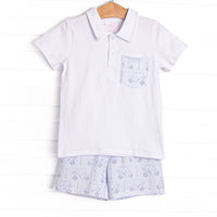 Spring Scramble Short Set, Blue