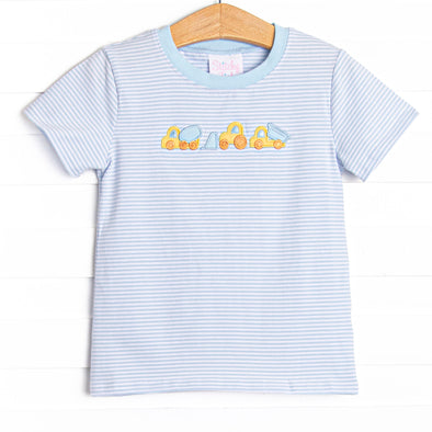 Construction Crew Applique Top, Blue Stripe